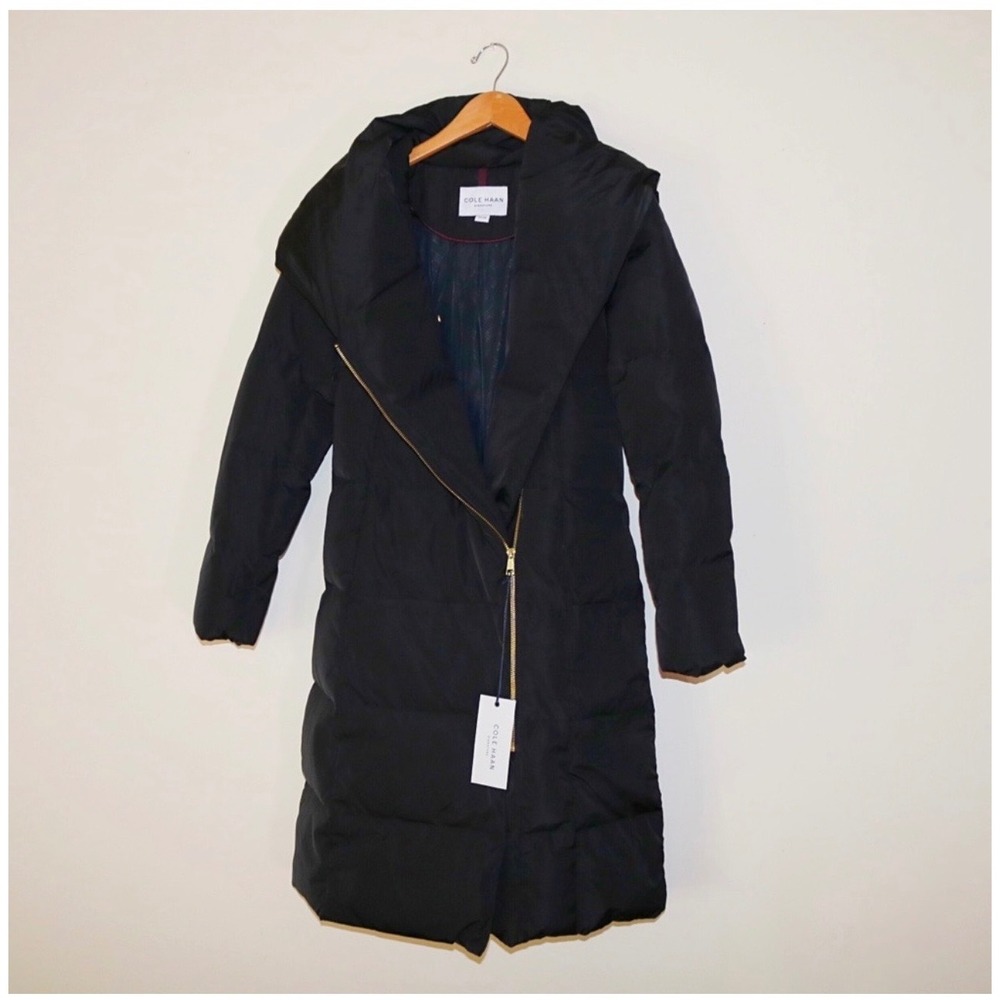 Cole Haan Down & Feather Coat,‎ Pillow Collar, Black, Medium (8/10), NWT